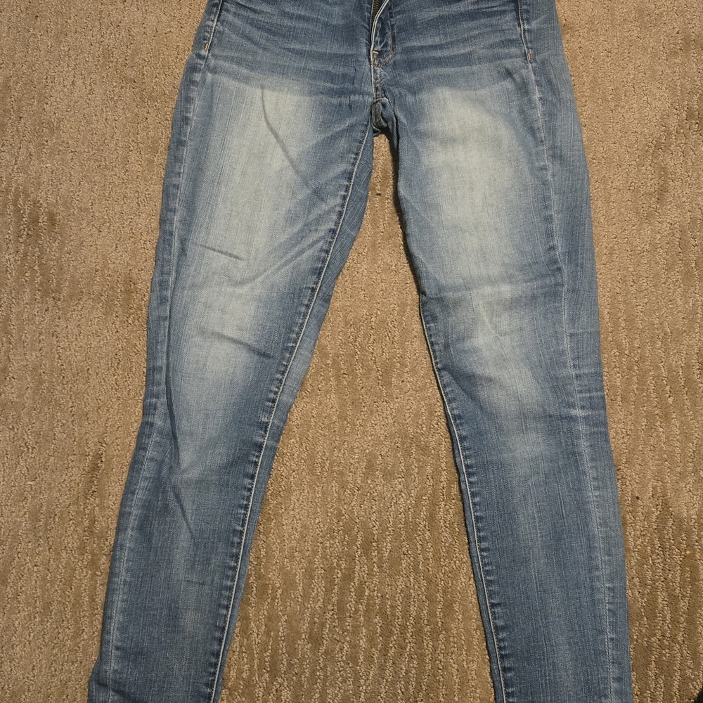 American Eagle Outfitters Blue Skinny Jeans with Faded Wash